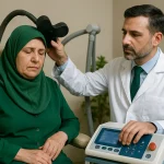 علاج السكتة الدماغية باستخدام التحفيز المغناطيسي المتكرر عبر الجمجمة (rTMS)